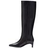 CLARKS WOMENS LEATHER ZIP HIGH LEG BOOT - BLACK
